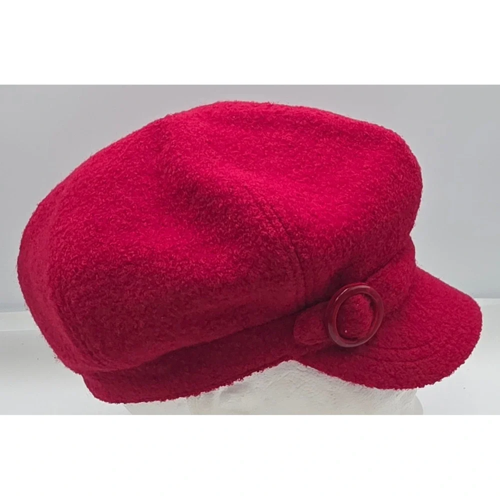 Nine West Newsboy Cap Womens OS Red Excellent Wool Blend Baker Boy Hat